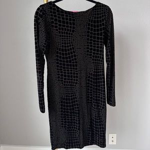 Isaac Mizrahi Black Textured Velvet Dress